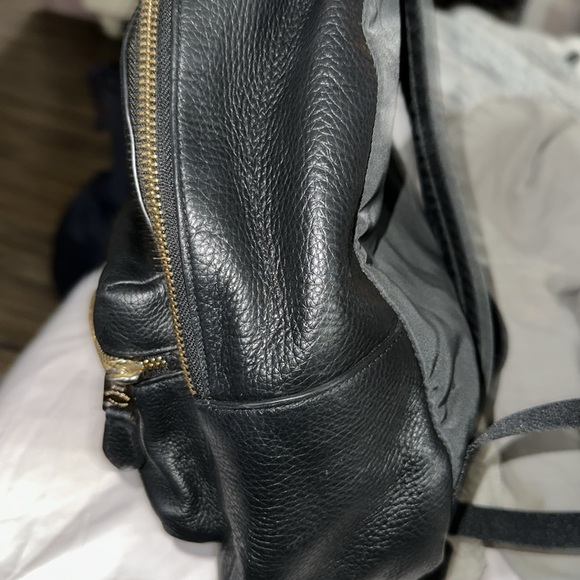 Coach black leather backpack with gold accents so nice perfect size - Picture 10 of 11